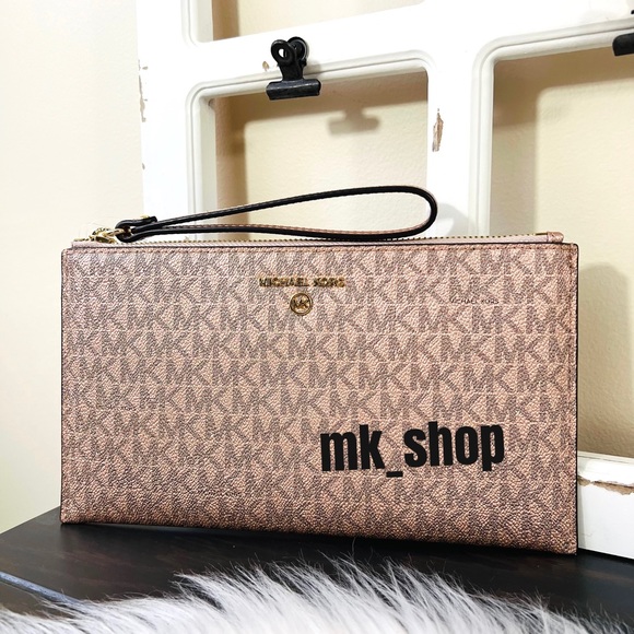 Michael Kors Jet Set Charm Large Zip Clutch Wristlet Rose Gold - Picture 3 of 11